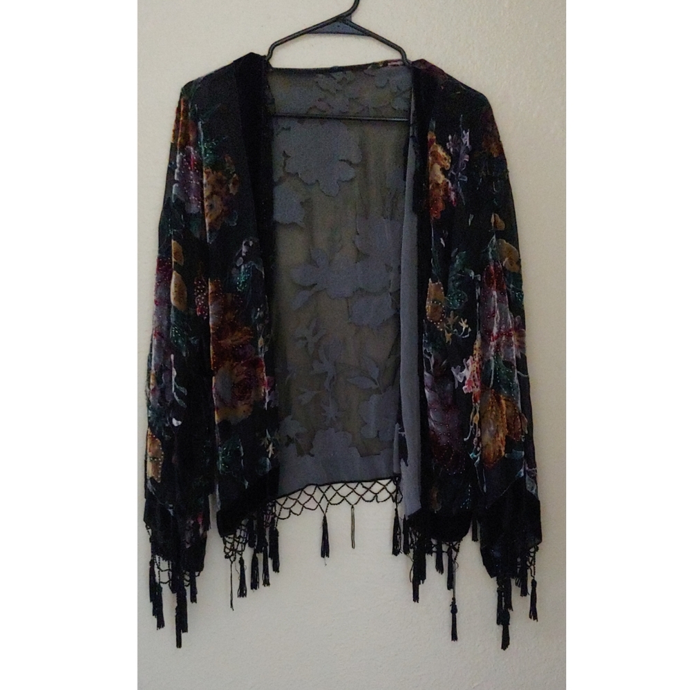 Vintage Beaded Fringe Shawl